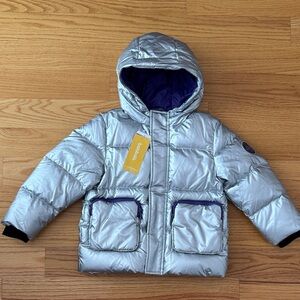 Toddler Boy Silver Hooded Puffer Down Jacket